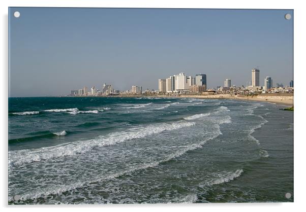 Tel Aviv Beach Acrylic by Mary Lane