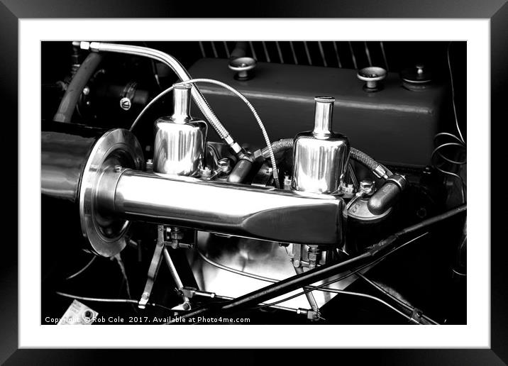 Vintage Car Engine Chrome Framed Mounted Print by Rob Cole