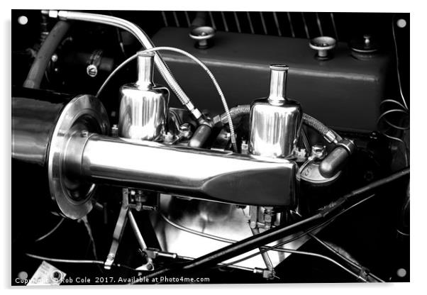 Vintage Car Engine Chrome Acrylic by Rob Cole
