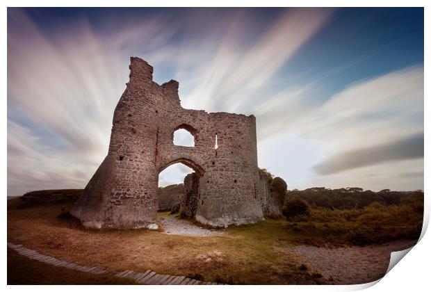 Pennard Castle ruins Print by Leighton Collins