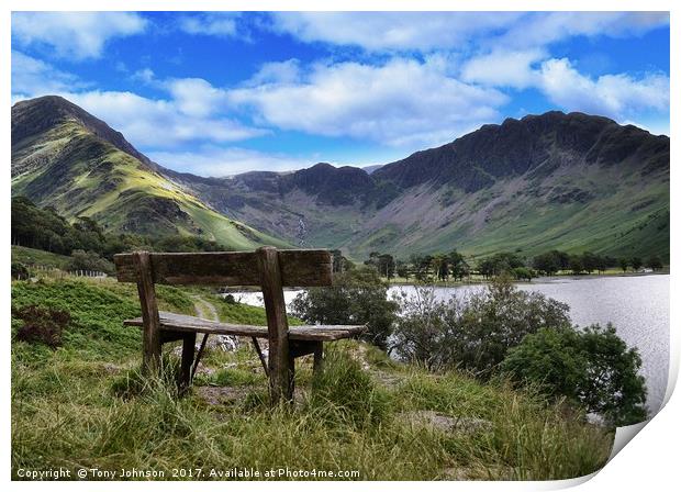 Buttermere Bench Print by Tony Johnson
