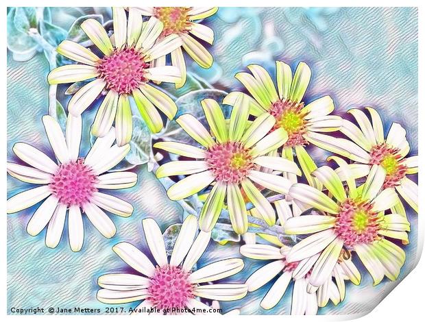 Daisies in Pastel Shades Print by Jane Metters