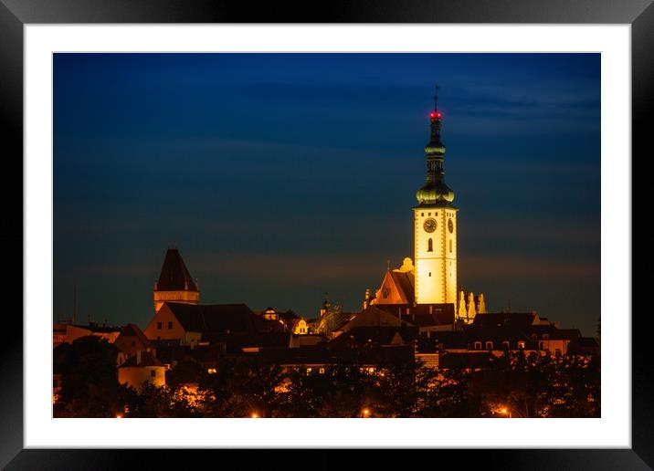 Night over Tabor city, Czech Republic. Framed Mounted Print by Sergey Fedoskin
