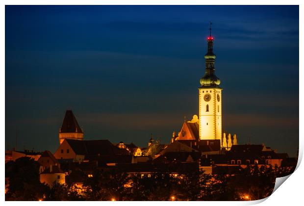 Night over Tabor city, Czech Republic. Print by Sergey Fedoskin
