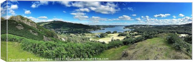 Lake Windermere From Todd Crag Canvas Print by Tony Johnson