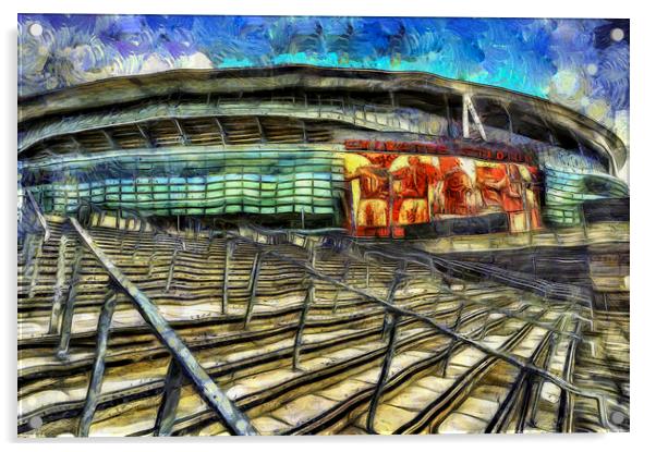 Emirates Stadium Van Gogh Acrylic by David Pyatt