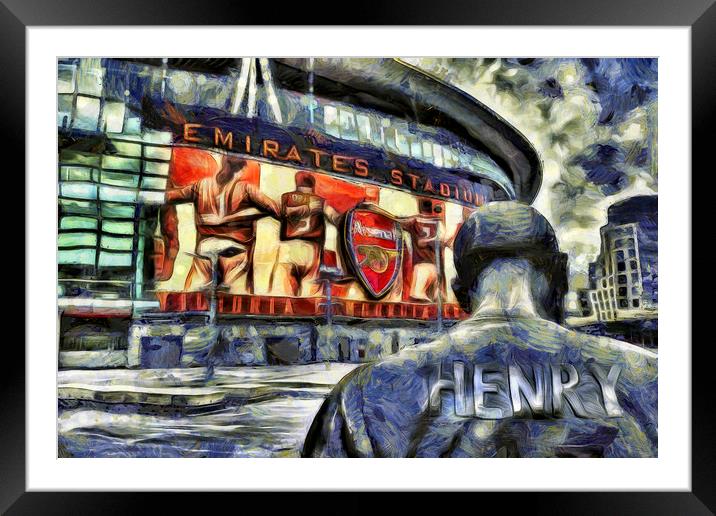 Thierry Henry Statue Emirates Stadium Art Framed Mounted Print by David Pyatt