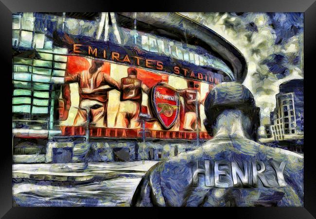 Thierry Henry Statue Emirates Stadium Art Framed Print by David Pyatt