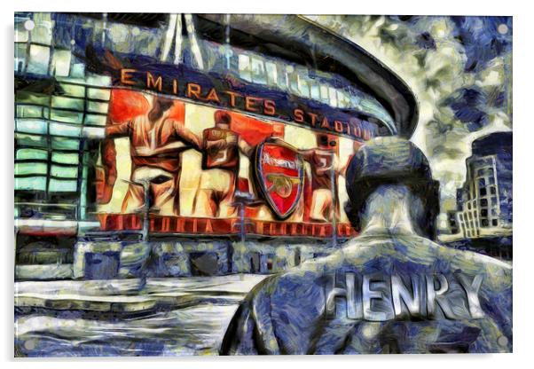Thierry Henry Statue Emirates Stadium Art Acrylic by David Pyatt