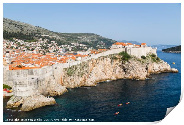 Dubrovnik city walls Print by Jason Wells