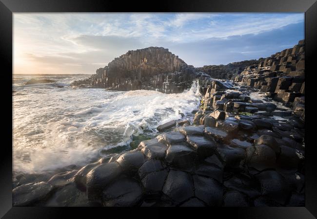 Giants Causeway Sunset  Framed Print by James Grant