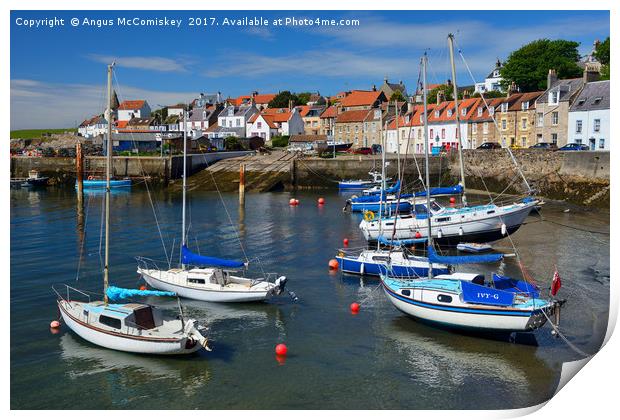 Yachts at anchor in St Monans harbour Print by Angus McComiskey