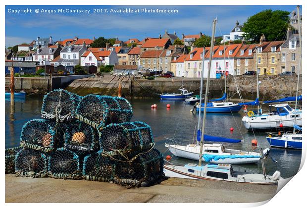 Lobster pots on quayside at St Monans Print by Angus McComiskey