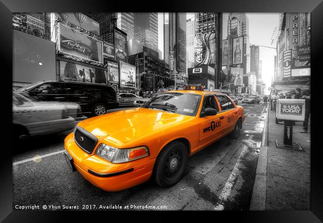 New York Yellow Cab Framed Print by Yhun Suarez