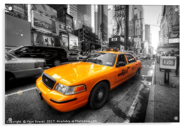 New York Yellow Cab Acrylic by Yhun Suarez