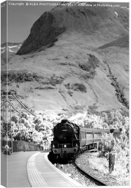 The Jacobite Steam Train, Corpach, Scotland. Canvas Print by ALBA PHOTOGRAPHY