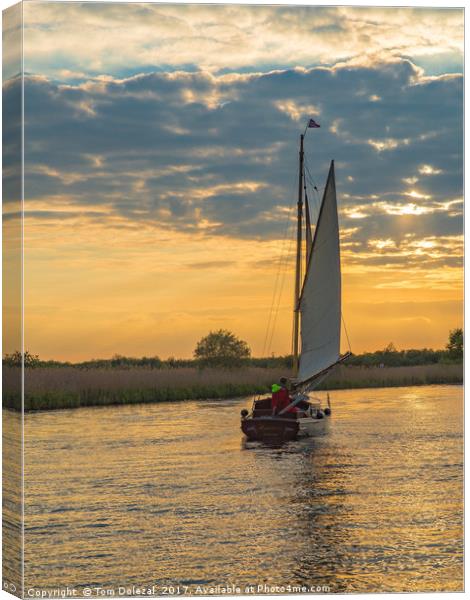 Sailing into the sunset Canvas Print by Tom Dolezal