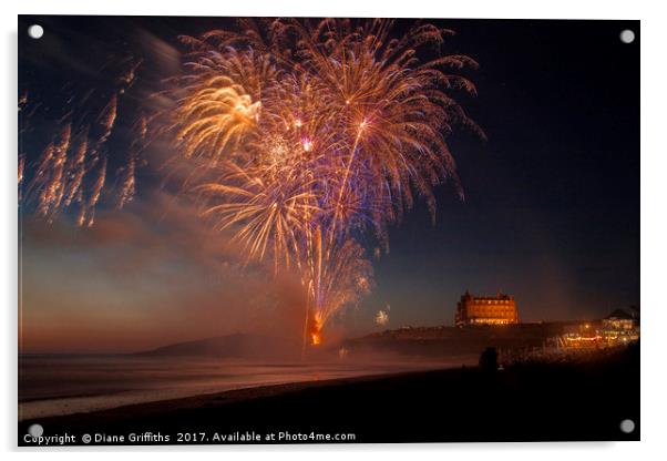 Fireworks from Fistral Beach Acrylic by Diane Griffiths