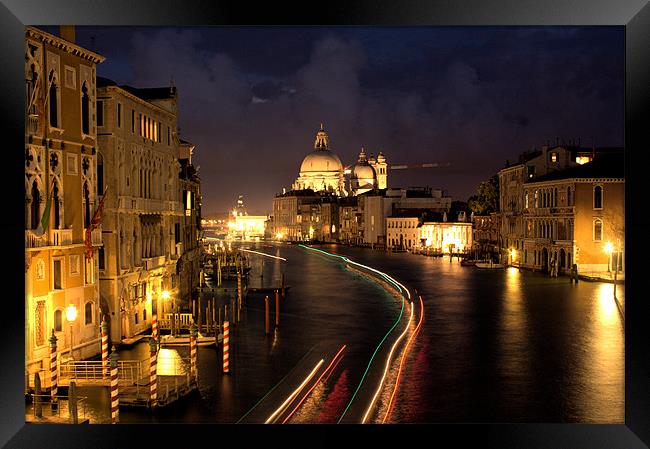 Grand Canal, Venice at Dusk Framed Print by Lucy Antony