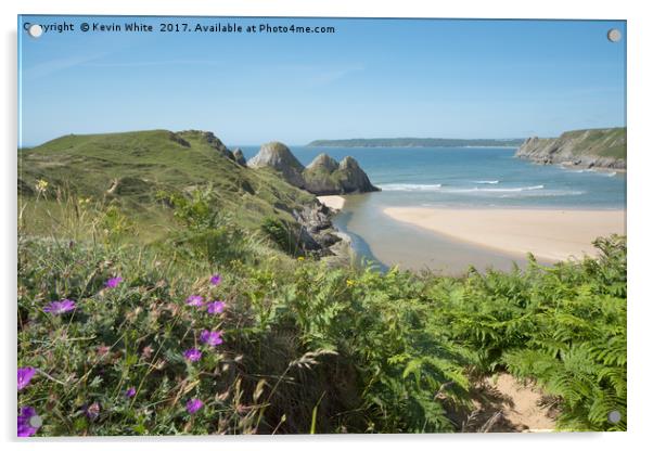 Three Cliffs Bay Acrylic by Kevin White