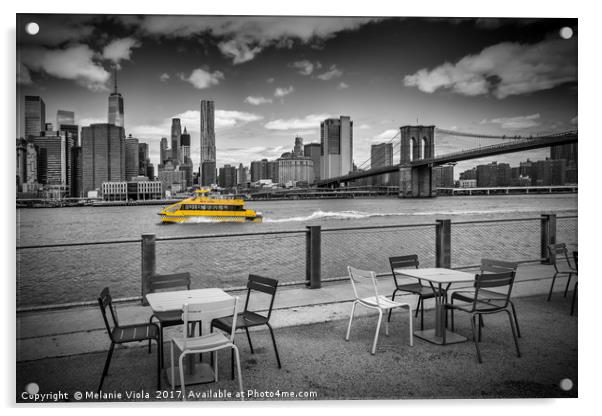 NEW YORK CITY Walking along the River Bank Acrylic by Melanie Viola