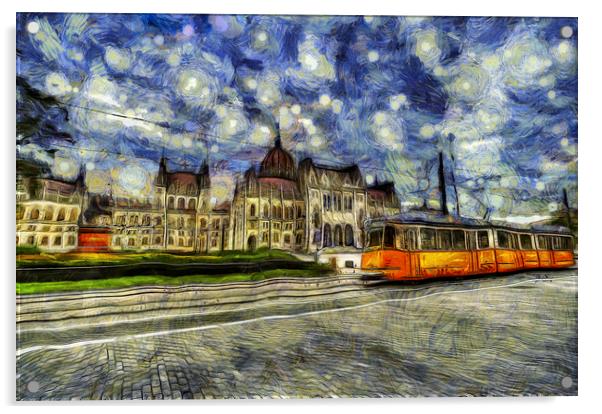 Budapest Parliament Vincent Van Gogh Acrylic by David Pyatt