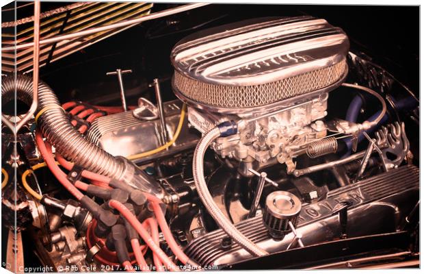 Customised Engine In A Classic Car Canvas Print by Rob Cole