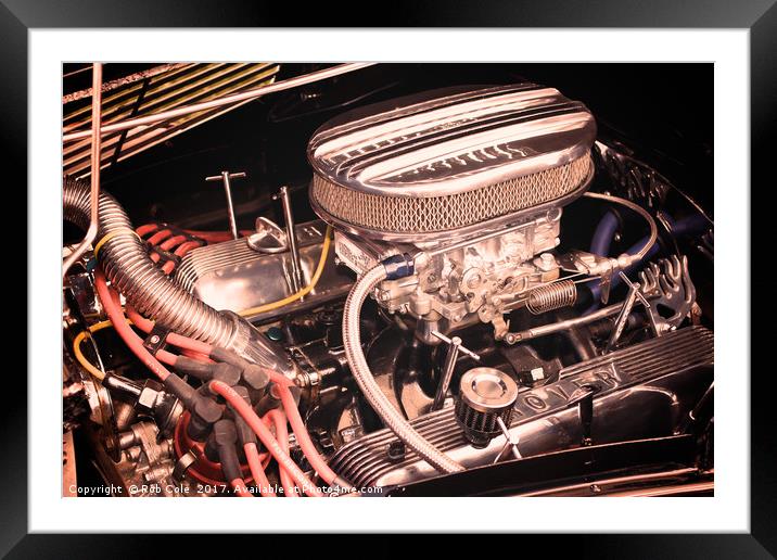 Customised Engine In A Classic Car Framed Mounted Print by Rob Cole