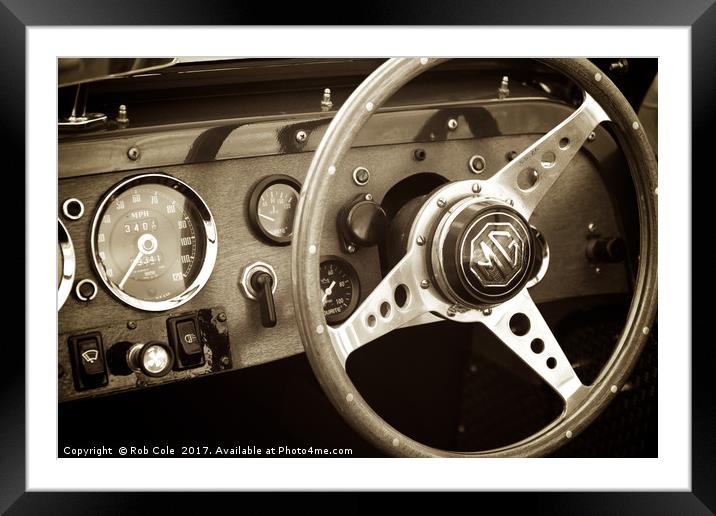 MG Sports Car Dashboard Framed Mounted Print by Rob Cole