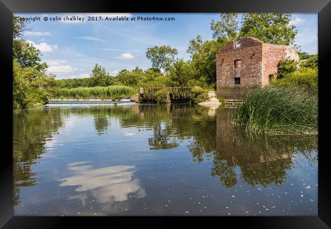 Reflections at Cutt Mill in Dorset Framed Print by colin chalkley