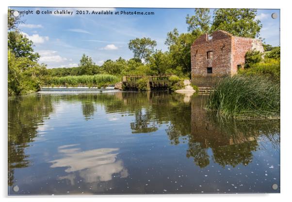 Reflections at Cutt Mill in Dorset Acrylic by colin chalkley
