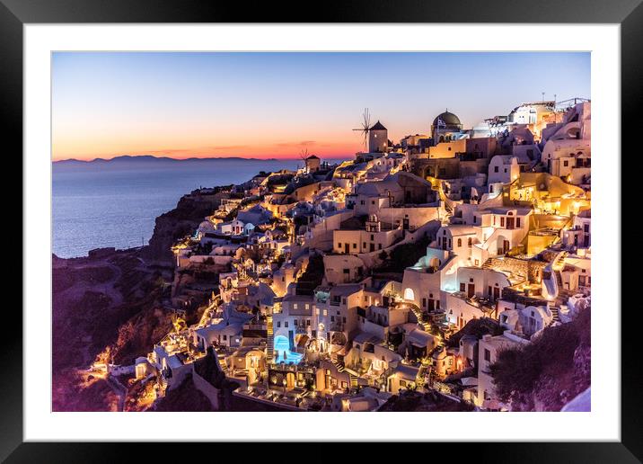 Sunset in Oia Santorini Framed Mounted Print by Alan Sinclair