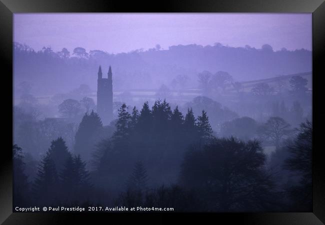 Widdecombe Church Through The Mist Framed Print by Paul F Prestidge