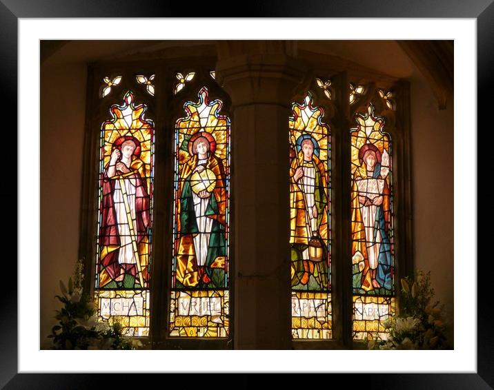 The Archangel Window, St Mary's, Morthoe, North De Framed Mounted Print by Paul Trembling
