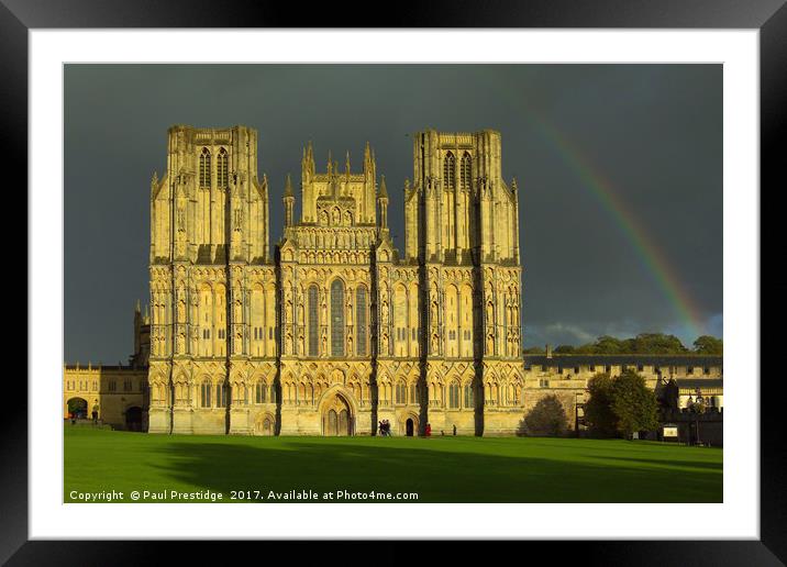 Majestic Wells Cathedral in a Storm Framed Mounted Print by Paul F Prestidge
