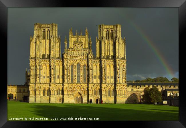 Majestic Wells Cathedral in a Storm Framed Print by Paul F Prestidge