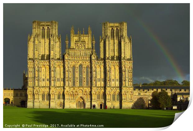 Majestic Wells Cathedral in a Storm Print by Paul F Prestidge