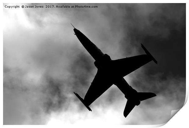 B&W Fighter Jet Flying Overhead Print by Jason Jones