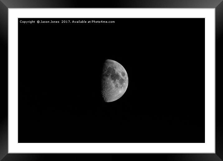 First Quarter Phase of the Moon Framed Mounted Print by Jason Jones