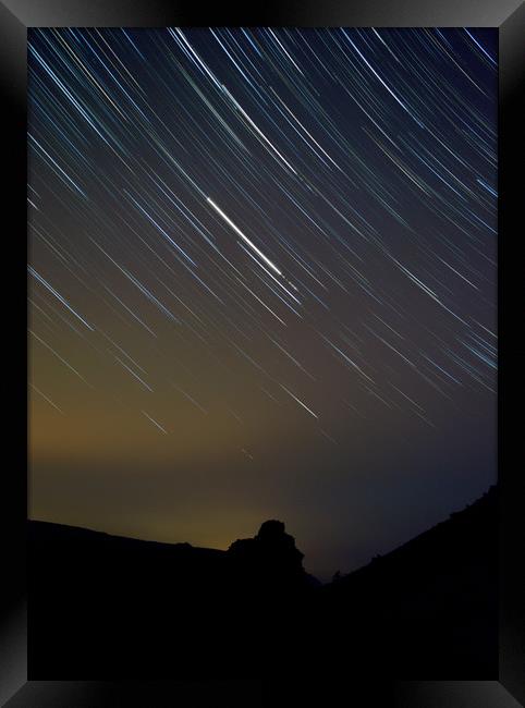 Valley of Rocks Star Trails Framed Print by graham young