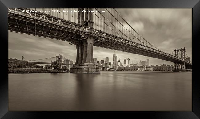 Manhattan Bridge Framed Print by Pete Lawless