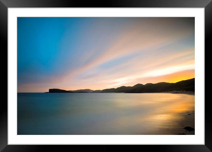 Oldshoremore Beach Sunset Framed Mounted Print by Derek Beattie