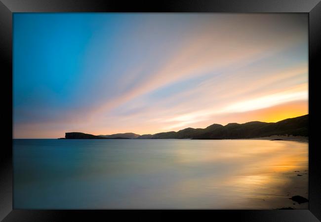 Oldshoremore Beach Sunset Framed Print by Derek Beattie