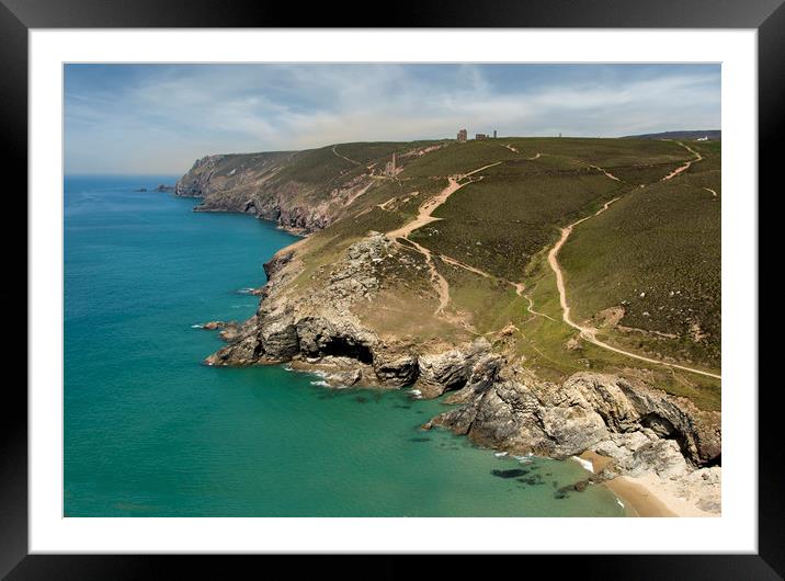 Chapel porth and St Agnes head cornwall Framed Mounted Print by Eddie John