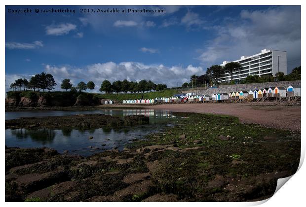 Corbyn Sands Beach Huts Torquay Print by rawshutterbug 