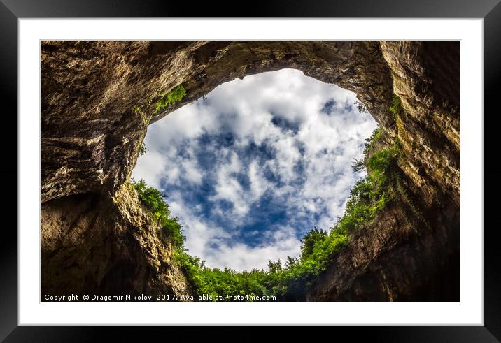 Sky through under the cave Framed Mounted Print by Dragomir Nikolov
