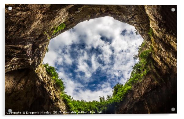 Sky through under the cave Acrylic by Dragomir Nikolov