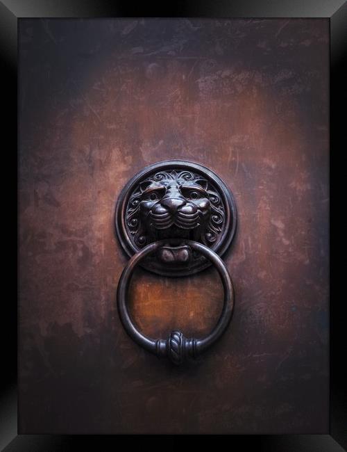 Bronze Door Knocker.      Framed Print by Victor Burnside