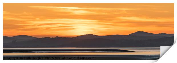 Sunset across Morecambe Bay Print by Keith Douglas