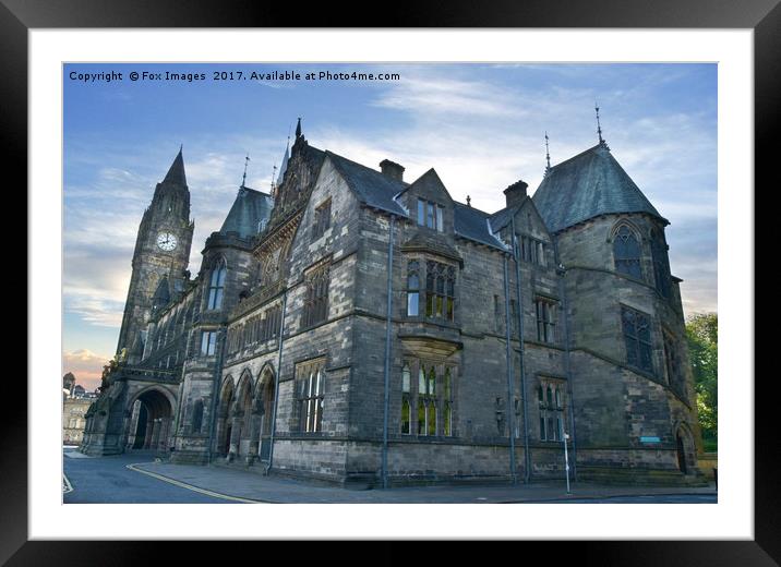Rochdale Town Hall Framed Mounted Print by Derrick Fox Lomax